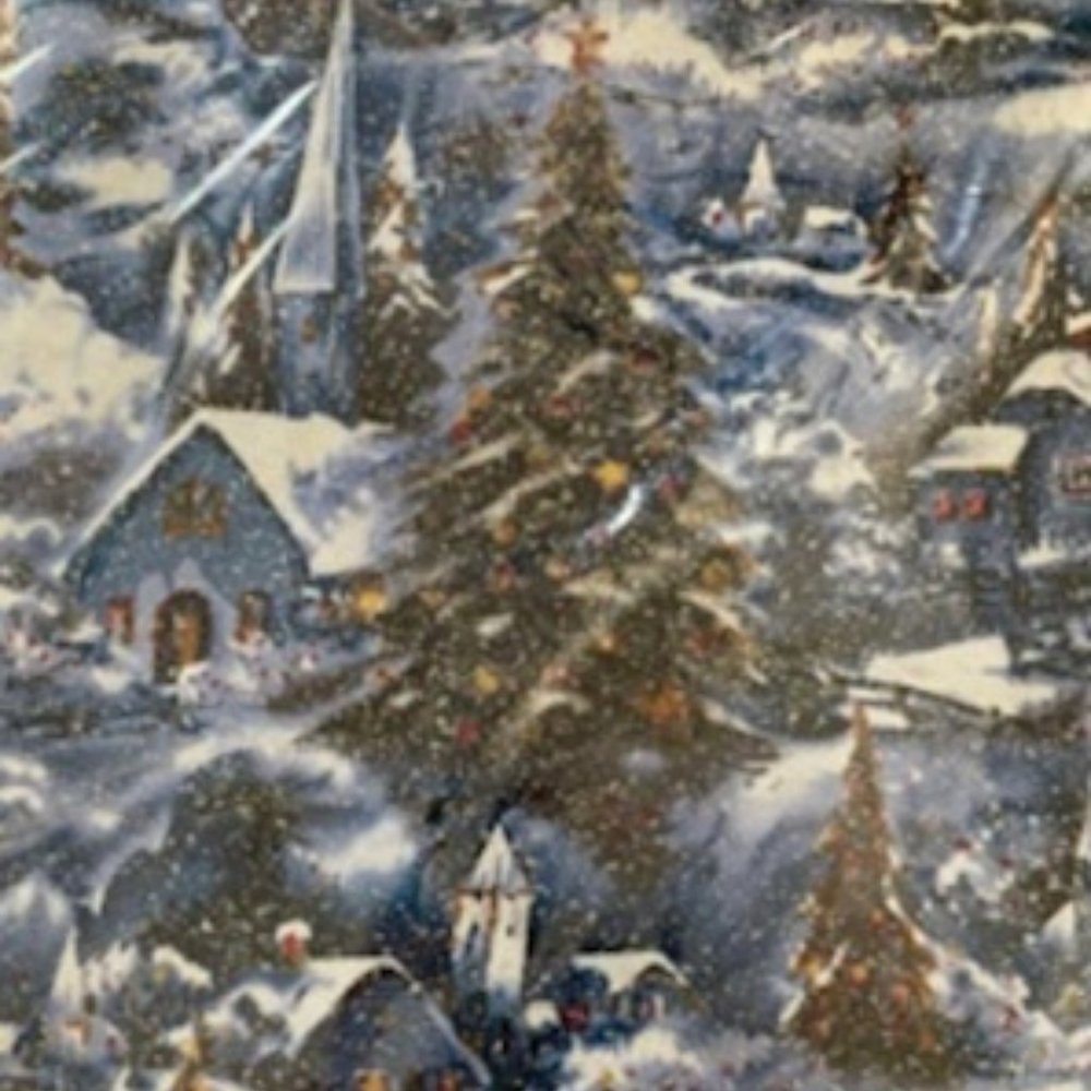 NWT Winter Village Cotton Fabric 2 yards